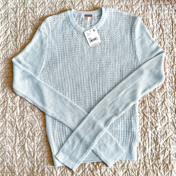 FREE PEOPLE H20 Silver Grey Crew Pullover Found Moon Size XS NWT - Picture 3 of 5